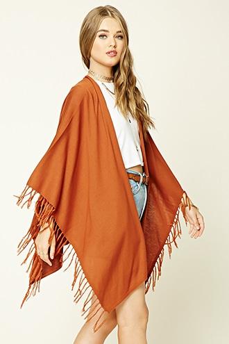 Forever21 Women's  Draped Tasseled Sweater Shawl
