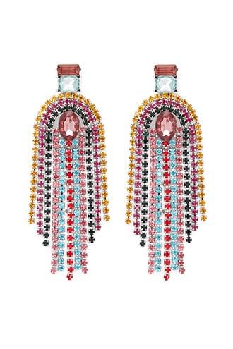 Forever21 Multicolor Faux Gem Fringe Drop Earrings