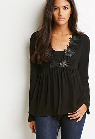 Forever21 Cutout-back Embroidered Top