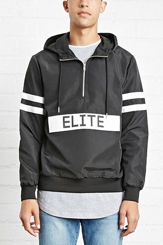 21 Men Men's  Black & White Elite Graphic Windbreaker