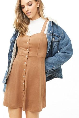 Forever21 Faux Suede Button-front Dress