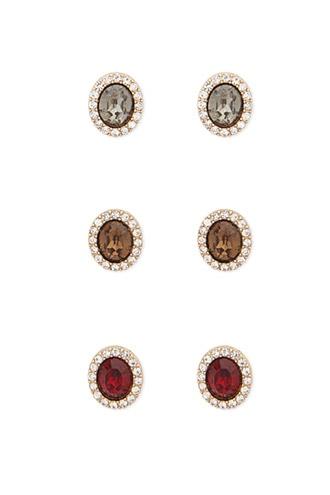 Forever21 Gold & Red Faux Gem Earring Set