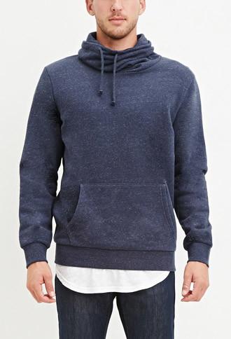21 Men Heathered Funnel Neck Sweatshirt (heather Navy)