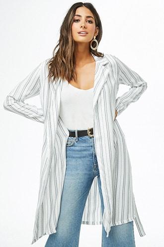 Forever21 Dash-striped Duster Coat