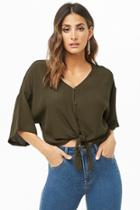 Forever21 Tie-front Button-down Top