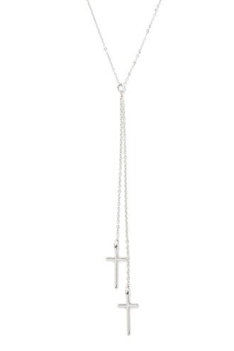 Forever21 Silver Cross Pendant Drop Necklace