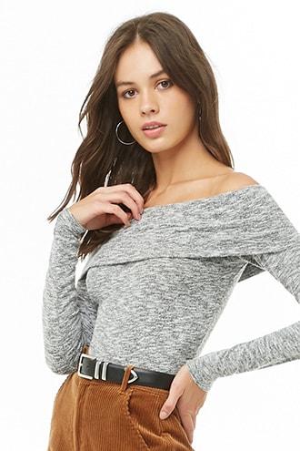 Forever21 Off-the-shoulder Raglan Sleeve Top
