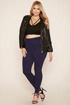 Forever21 Plus Women's  Navy Plus Size Zipper Back Pants