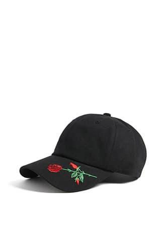 Forever21 Men Rose Embroidered Dad Cap