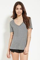 Forever21 Women's  Heather Grey V-neck Tee