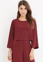 Love21 Women's  Contemporary Dolman-sleeved Crop Top (burgundy)
