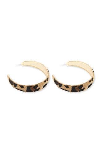 Forever21 Faux Fur Leopard Print Hoop Earrings