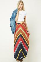 Forever21 Women's  Chevron-stripe Maxi Skirt