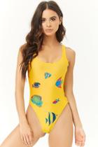 Forever21 Fish Print One-piece Swimsuit