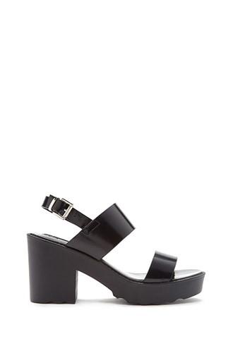 Forever21 Women's  Black Lug Sole Platform Sandals