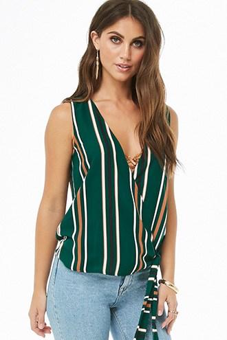 Forever21 Striped Sleeveless Surplice Top