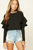 Forever21 Women's  Textured Tiered Sleeve Top