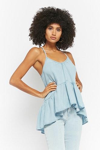 Forever21 Chambray Ruffle-hem Cami