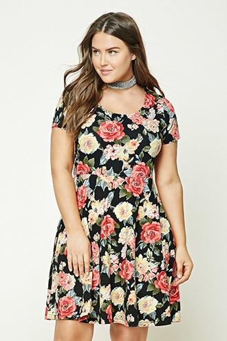 Forever21 Plus Size Floral Skater Dress