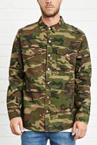 21 Men Men's  Camo Print Button-front Jacket