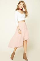 Forever21 Women's  Blush Pleated High-low Hem Skirt