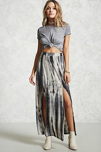 Forever21 M-slit Tie-dye Maxi Skirt