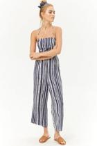 Forever21 Lace-up Striped Jumpsuit
