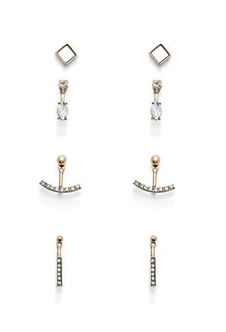 Forever21 Rhinestone Ear Jacket Set (gold/clear)