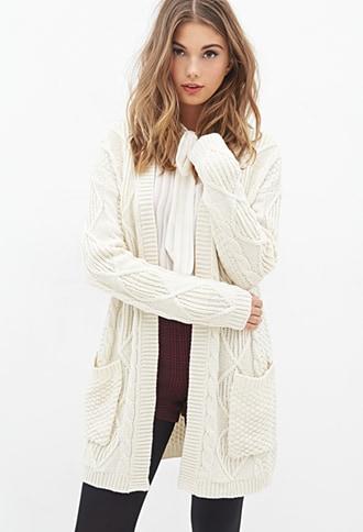 Forever21 Longline Cable Knit Cardigan