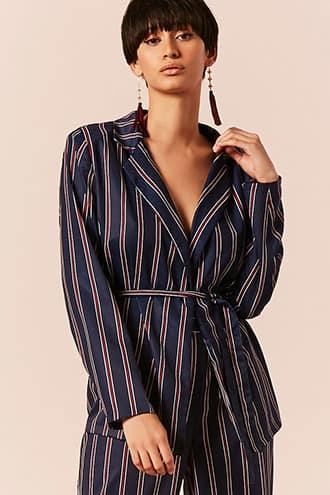 Forever21 Contemporary Rd & Koko Stripe Wrap-front Blazer