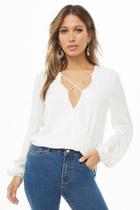 Forever21 Surplice High-low Peasant Top