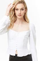 Forever21 Linen-blend Flounce-hem Top