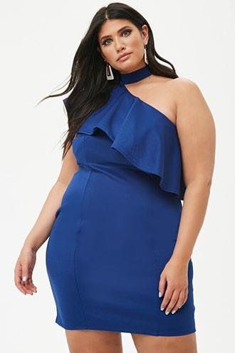 Forever21 Plus Size Flounce One-shoulder Dress
