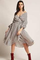 Forever21 Stripe Surplice Tulip-hem Wrap Dress