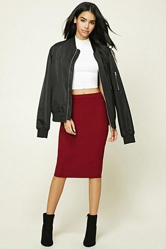 Forever21 Women's  Wine Ribbed Knit Skirt