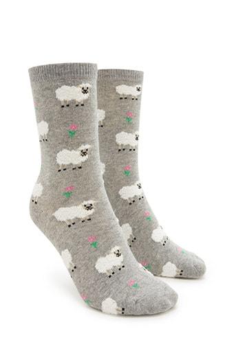 Forever21 Sheep Print Crew Socks