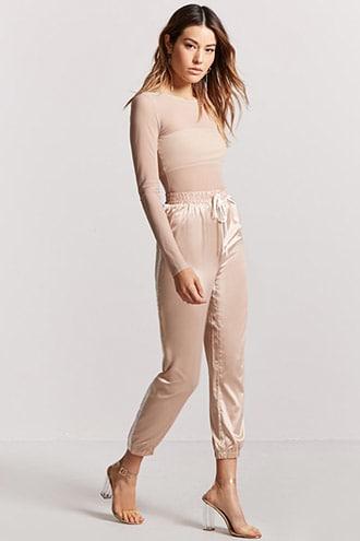 Forever21 Striped Satin Joggers