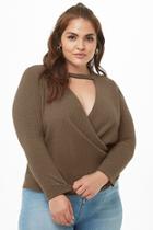Forever21 Plus Size Ribbed Surplice Sweater-knit Top