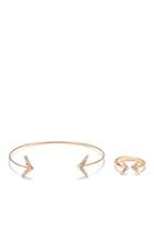 Forever21 Rhinestone Cuff And Ring Set (gold/grey)