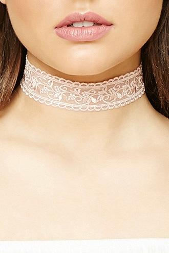 Forever21 Peach Floral Lace Choker