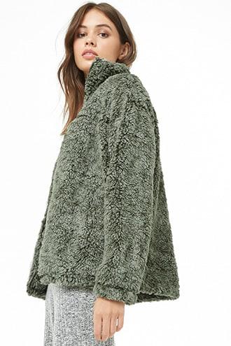 Forever21 Marled Faux Fur Zip-front Jacket