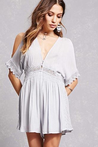 Forever21 Lush Crochet Trim Romper