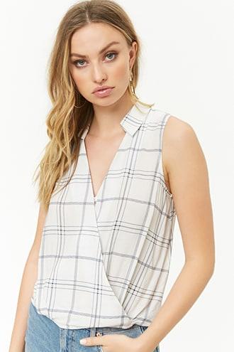 Forever21 Plaid Surplice Top