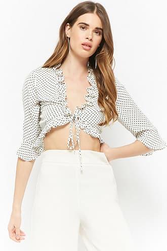 Forever21 Polka Dot Ruffle Crop Top