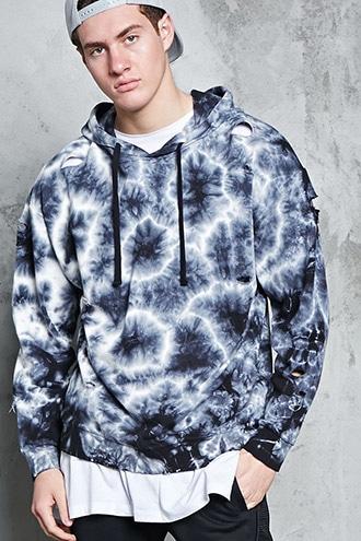 Forever21 Distressed Tie-dye Hoodie