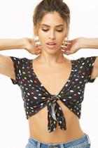 Forever21 Abstract Print Tie-front Crop Top