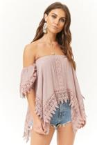 Forever21 Crochet-trim Off-the-shoulder Top