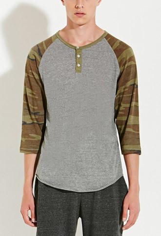 21 Men Alternative Apparel Eco-jersey Camo Henley