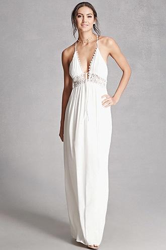Forever21 Lace Panel Halter Maxi Dress