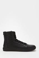 21 Men Men's  Zippered High-top Sneakers (black)
